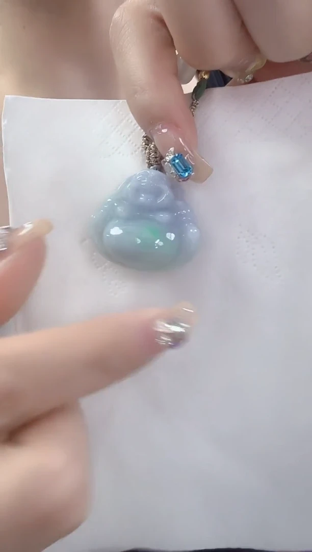 颈饰未镶嵌翡翠孤品佛公  宽30高27厚10+