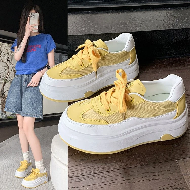 高颜值厚底小白鞋女2025新款夏季爆款透气网鞋学生百搭运动板鞋