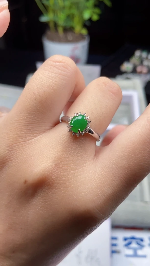 银S925镶嵌戒指翡翠0000