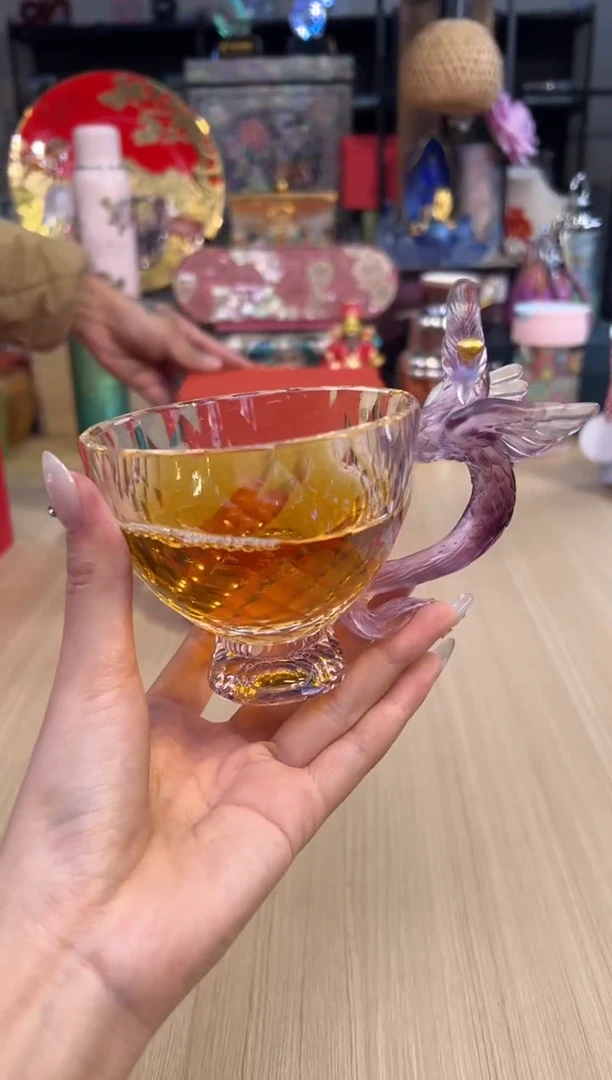 121鸾凤琉璃咖啡杯-粉紫色