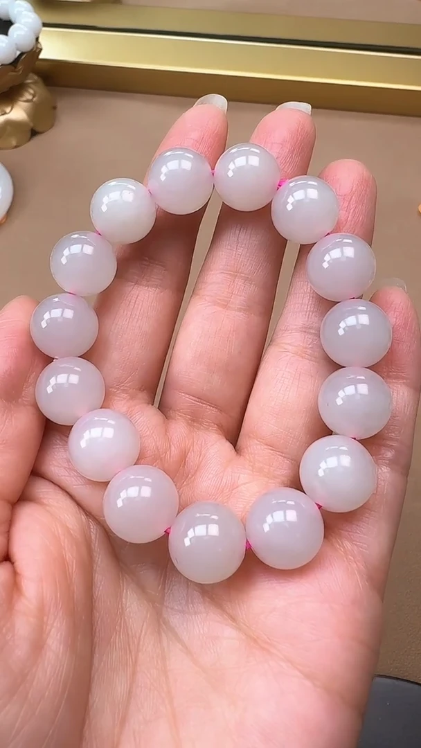 【闪购商品】和田玉手串未镶嵌1206藕粉13mm手串