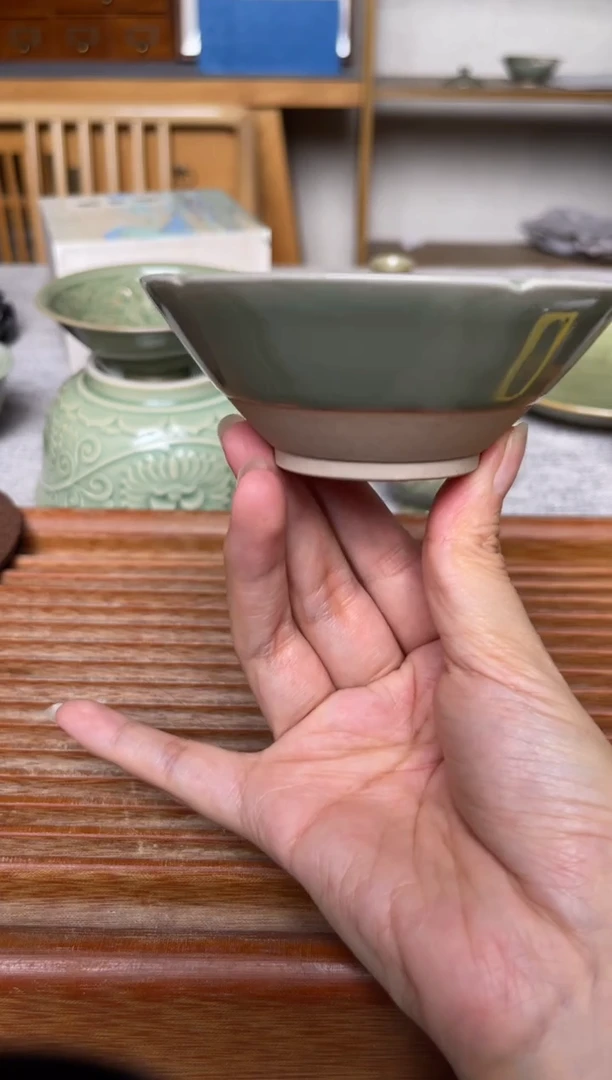 瓷器言实 纯手工半釉斗笠盏