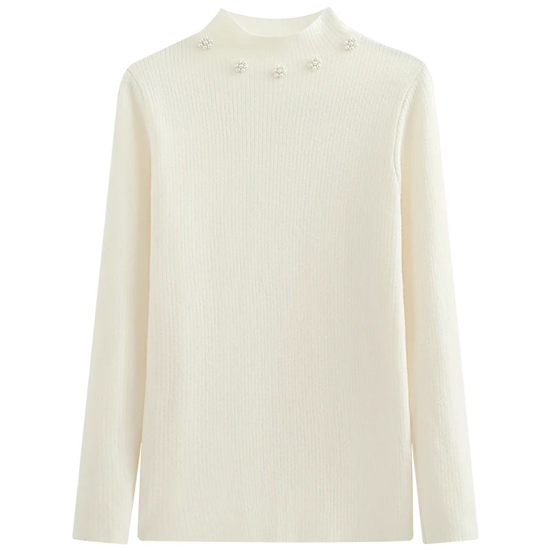 【加绒】慕兔半高领内搭长袖针织衫女新款小个子修身显瘦打底上衣