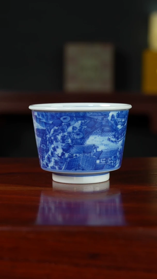 祖传窑真柴窑传承400年清明上河图马蹄杯