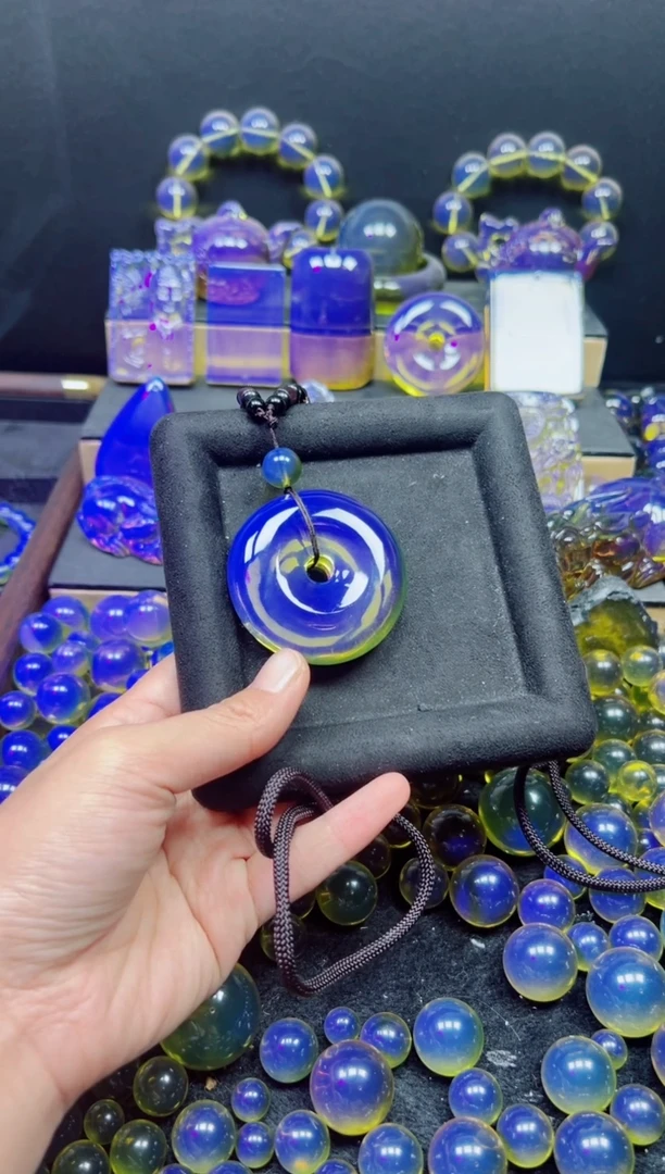 多米尼加净水蓝大平安扣