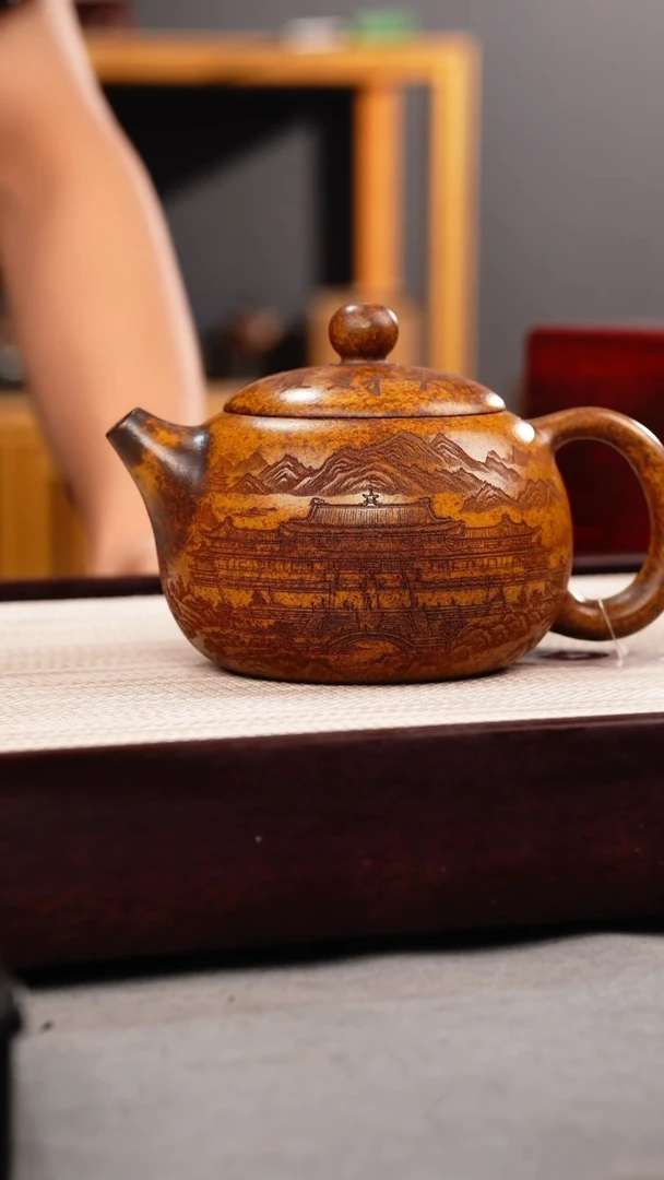 茶杯紫砂龙骨金砂 西施 宝地生财