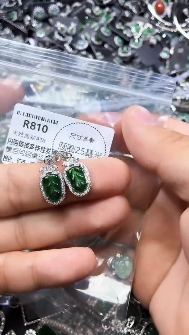 翡翠未镶嵌颈饰R810耳钩