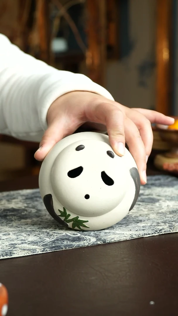 茶杯紫砂30号 熊猫香炉 宜兴紫砂原矿作品