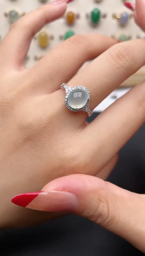 【闪购商品】翡翠戒指银S925镶嵌一物一证一礼盒