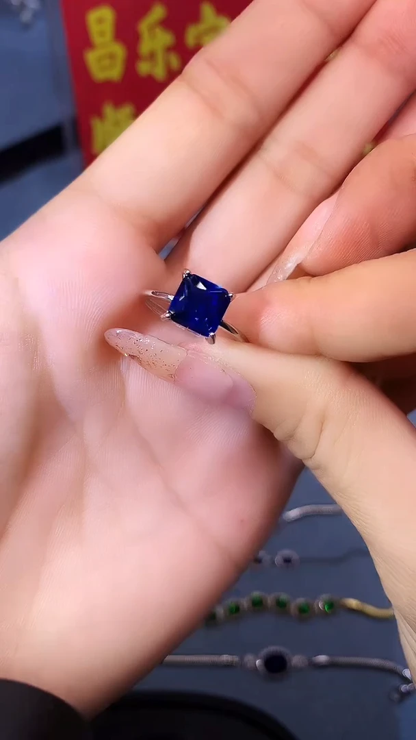 【闪购商品】蓝宝石戒指银S925镶嵌111111