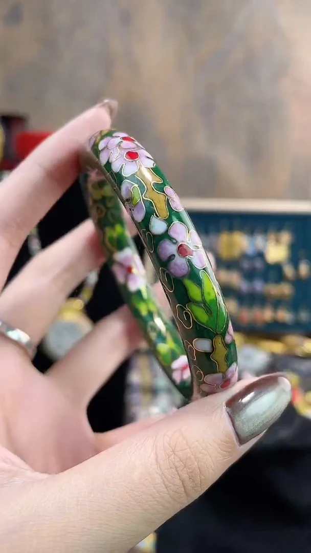 非遗手工景泰蓝镯子绿色
