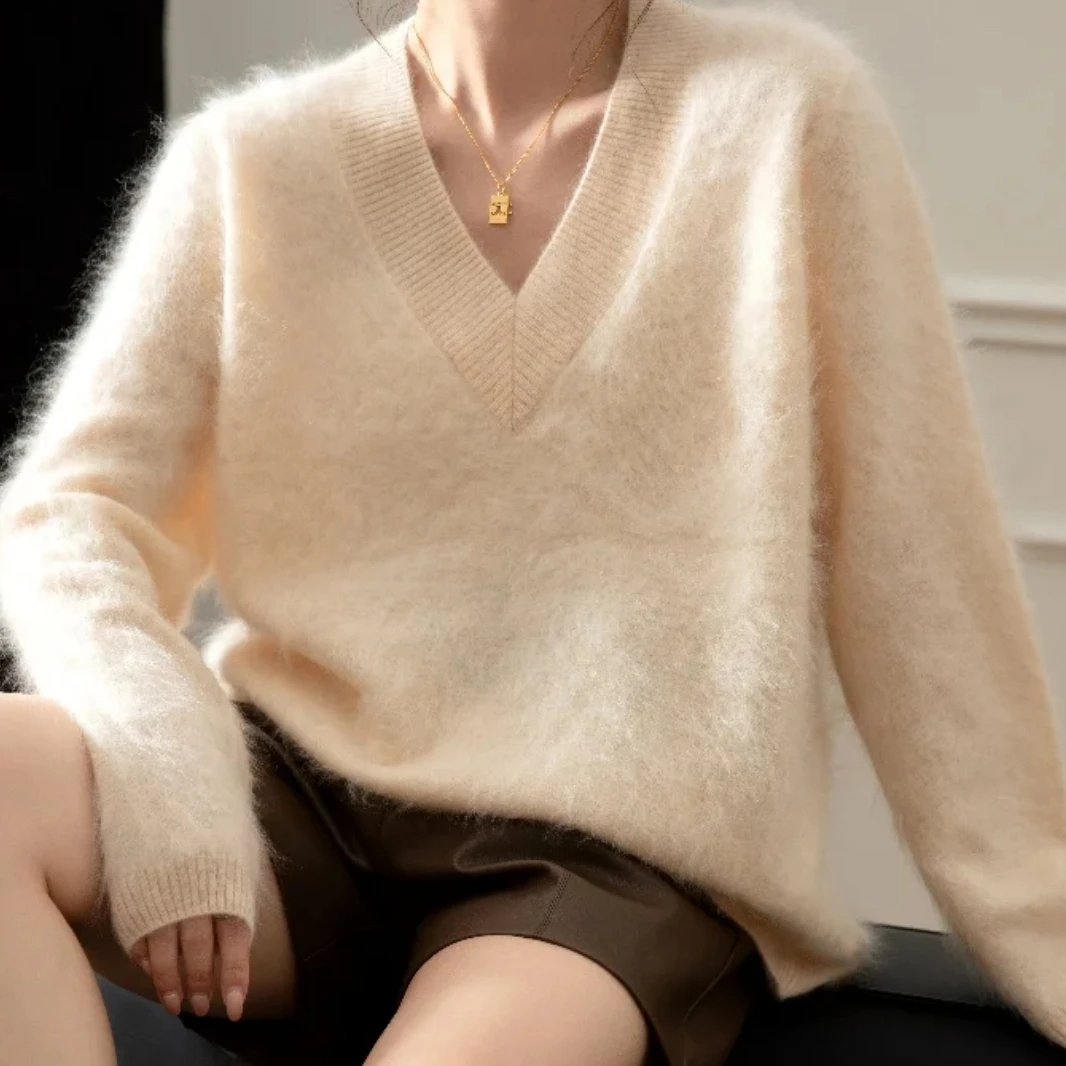 高端订制100%山羊绒宽松百搭针织显瘦加厚气质