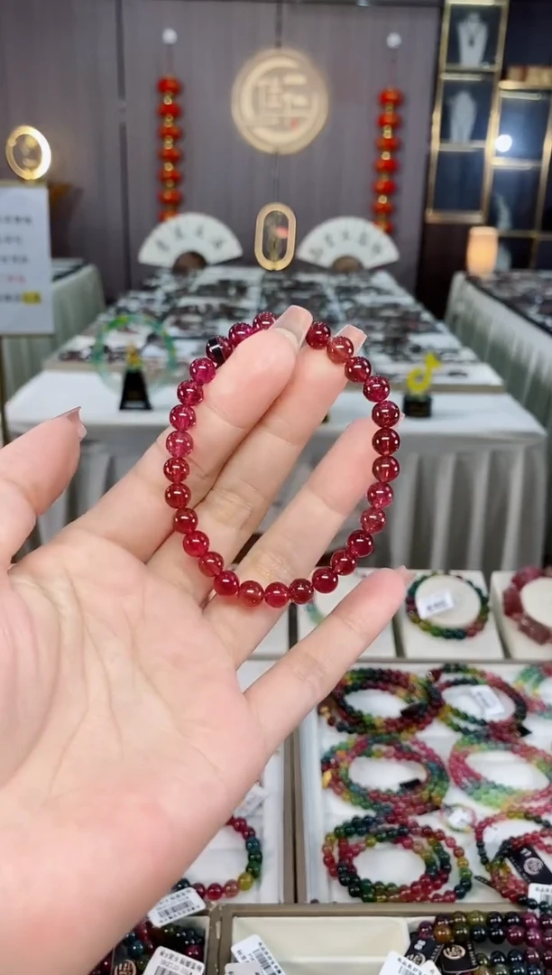 收藏级老矿碧玺单圈手串6mm+未镶嵌碧玺hon多样性发一条