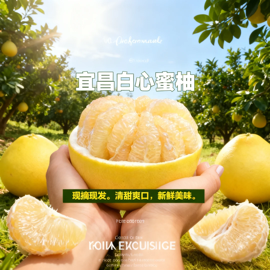 【新鲜】宜昌正宗白心蜜柚当季水果新鲜现摘柚子水果产地直发薄皮