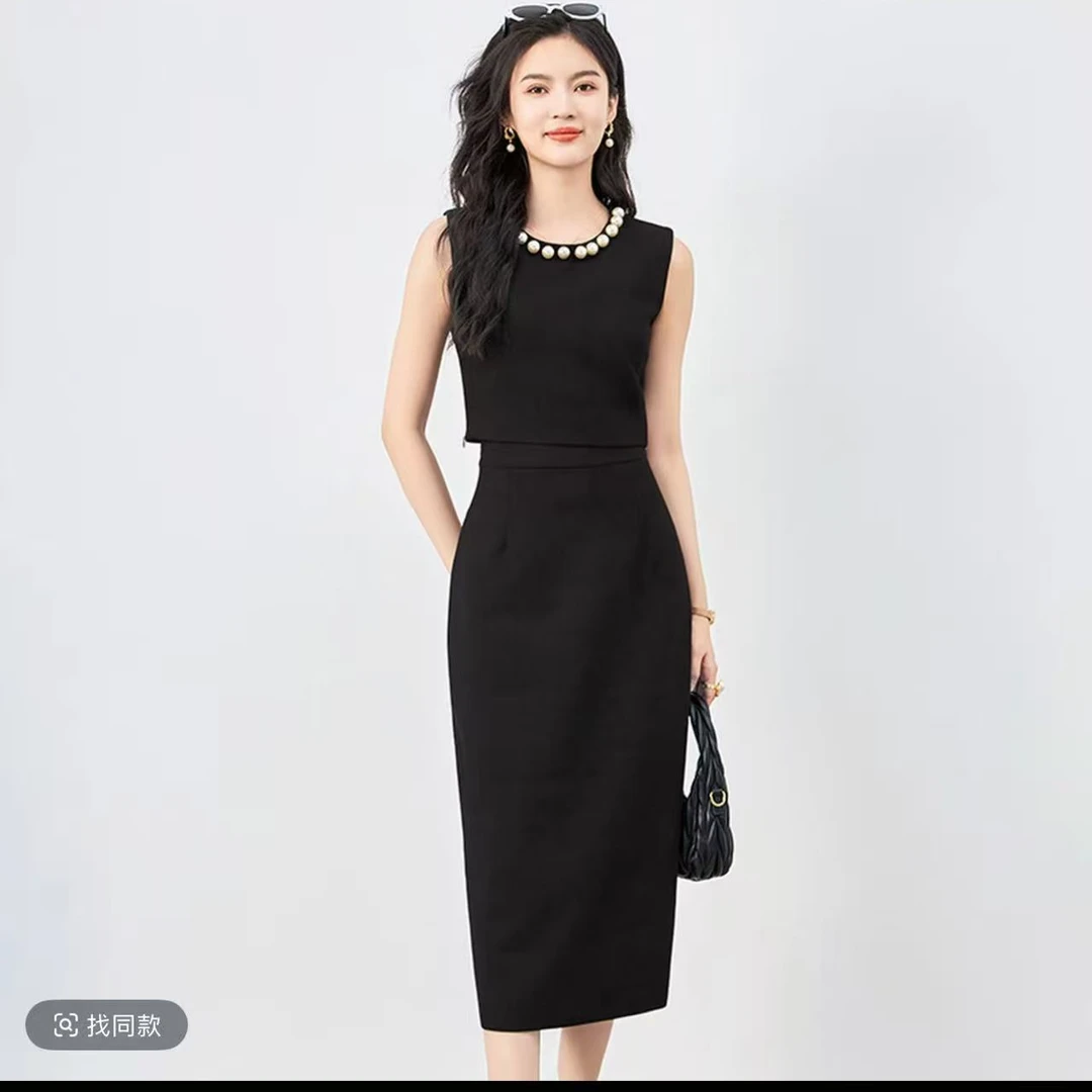 ZOZO-9999秋季新款女无袖背心显瘦背心裙两件套套装