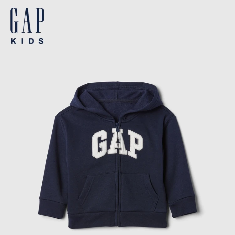 Gap男女幼童2025秋季新款抓绒logo连帽卫衣外套儿童装美版723271
