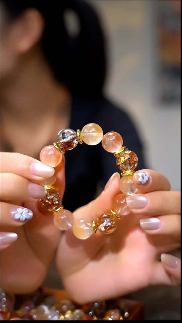 未镶嵌手链水晶粉兔毛