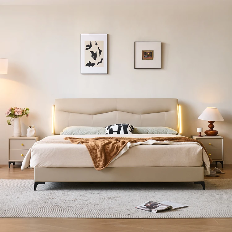 WC151轻奢主卧婚床简约风软体床1.8×2米大床家用意式主卧室皮艺