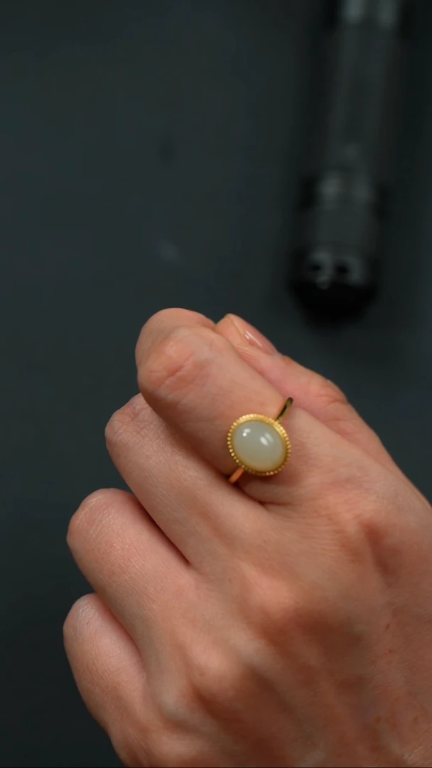 和田玉戒指银S925镶嵌B0164