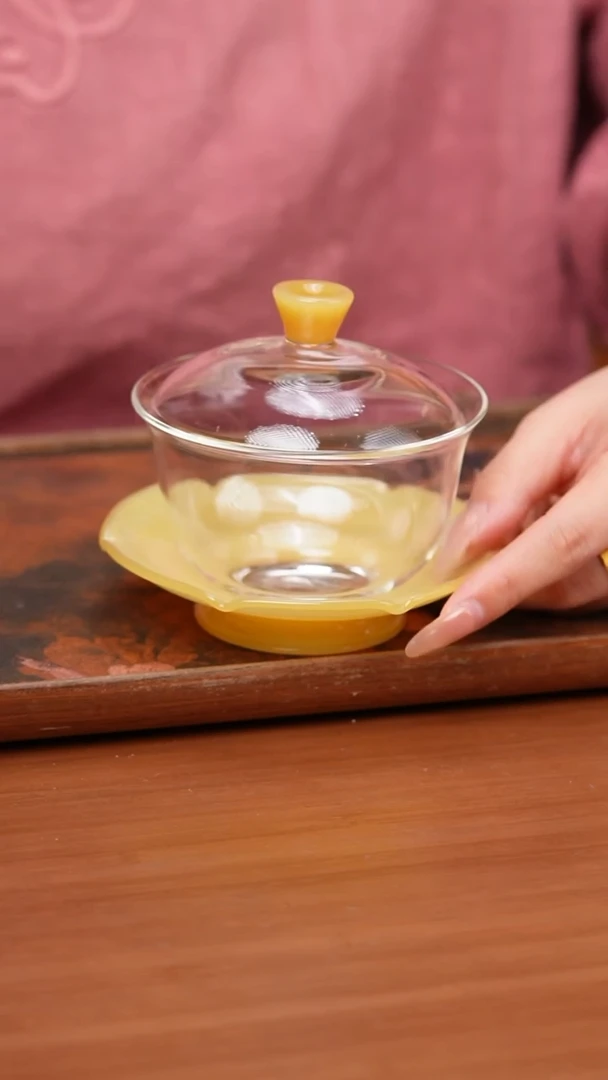 【闪购商品】禾器/晶彩沁莲盖碗/金玉/定制版