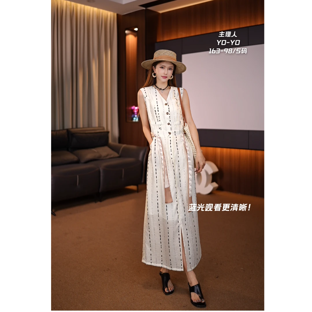 气质无袖背心连衣裙女夏季新款宽松显瘦中长款裙子BN25533