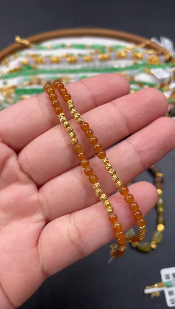 套链18K金镶嵌翡翠多样性   发货一条  P503