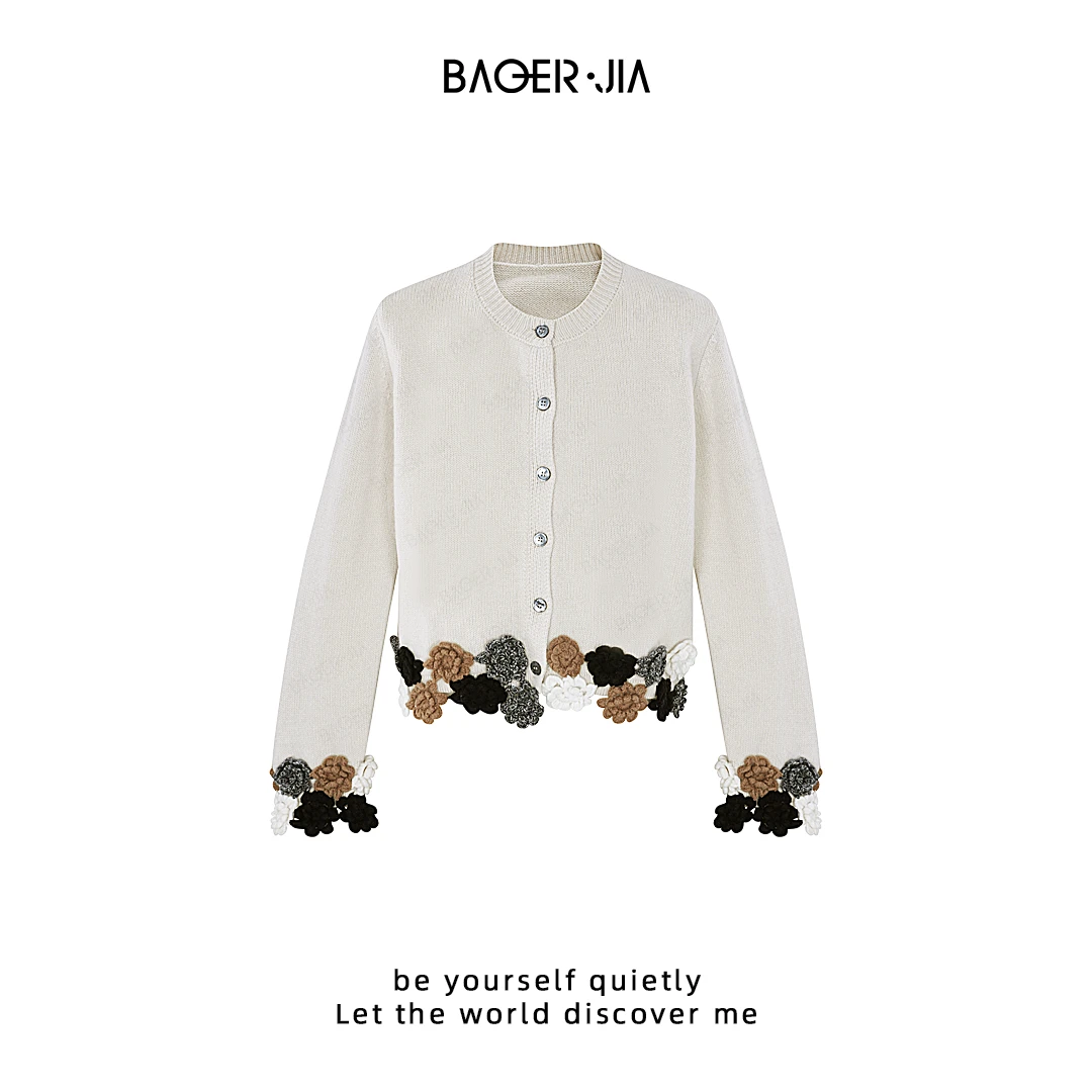 33-【手工玫瑰】宝儿家含幂BV90825308设计感山茶花手工钩花毛衣