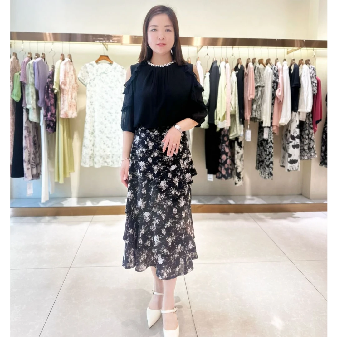 2025新款气质法式碎花荷叶边显瘦半截裙856