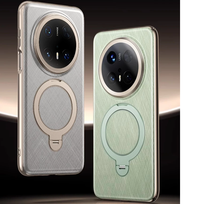 适用华为mate70pro手机壳新款mate70镜头全包素皮带支架保护套