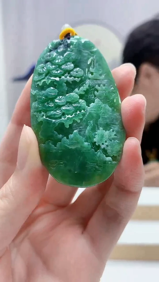 未镶嵌定制翡翠4688zm-毛货挂件山水58