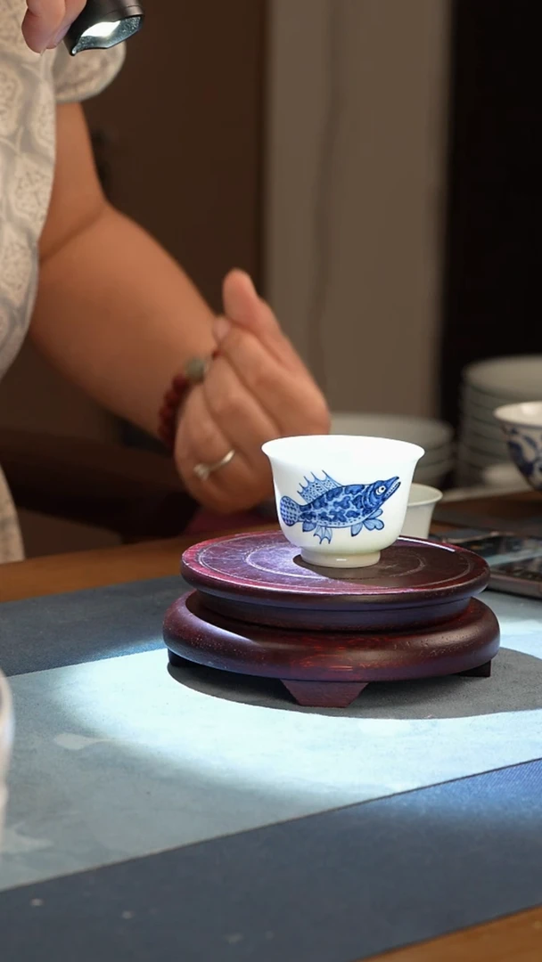杯子【此木柴窑】青花鳜鱼口杯