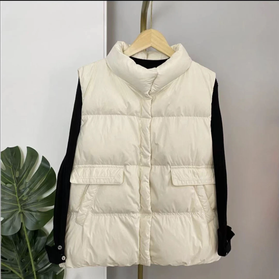 2025新白鸭绒女款羽绒马甲外套时尚百搭秋冬立领坎肩休闲保暖XW