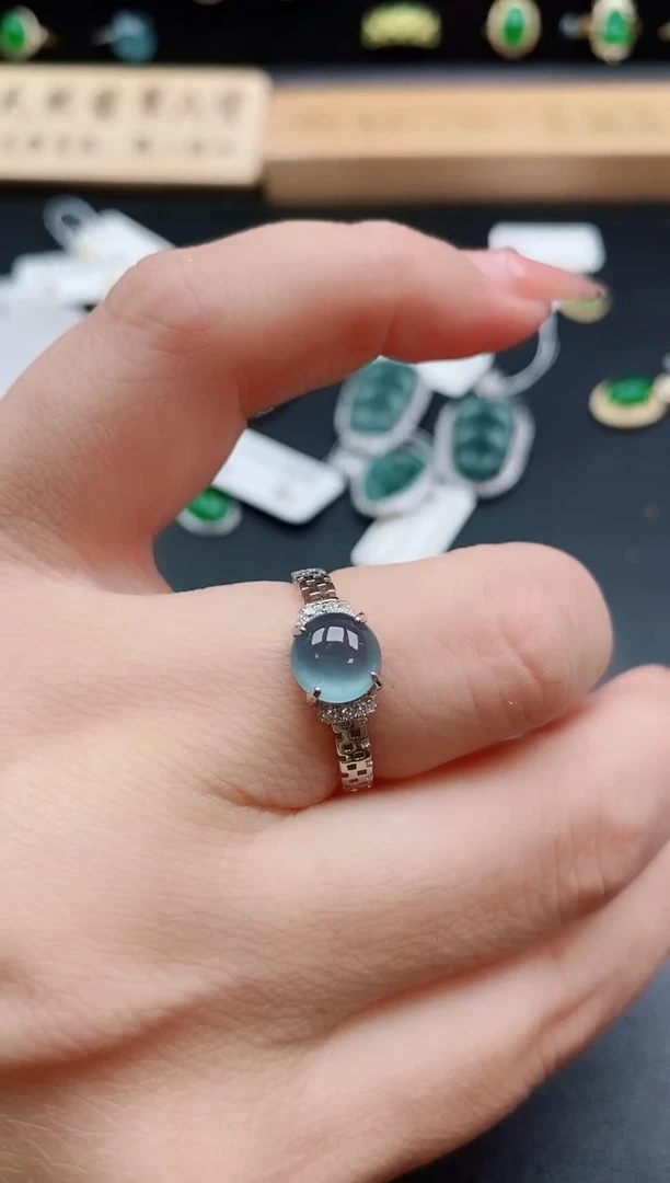 银S925镶嵌戒指翡翠1