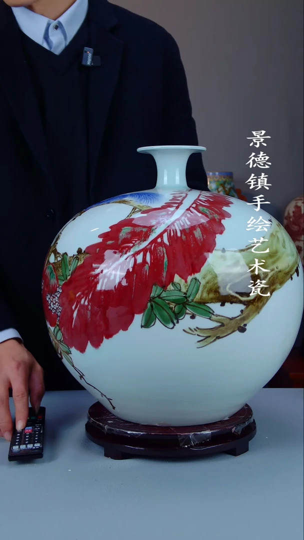 瓶陶景德镇手工手绘陶瓷摆件35