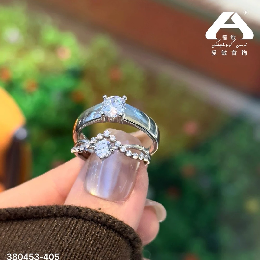 925银莫桑石戒指 爱敏首饰戒指380453