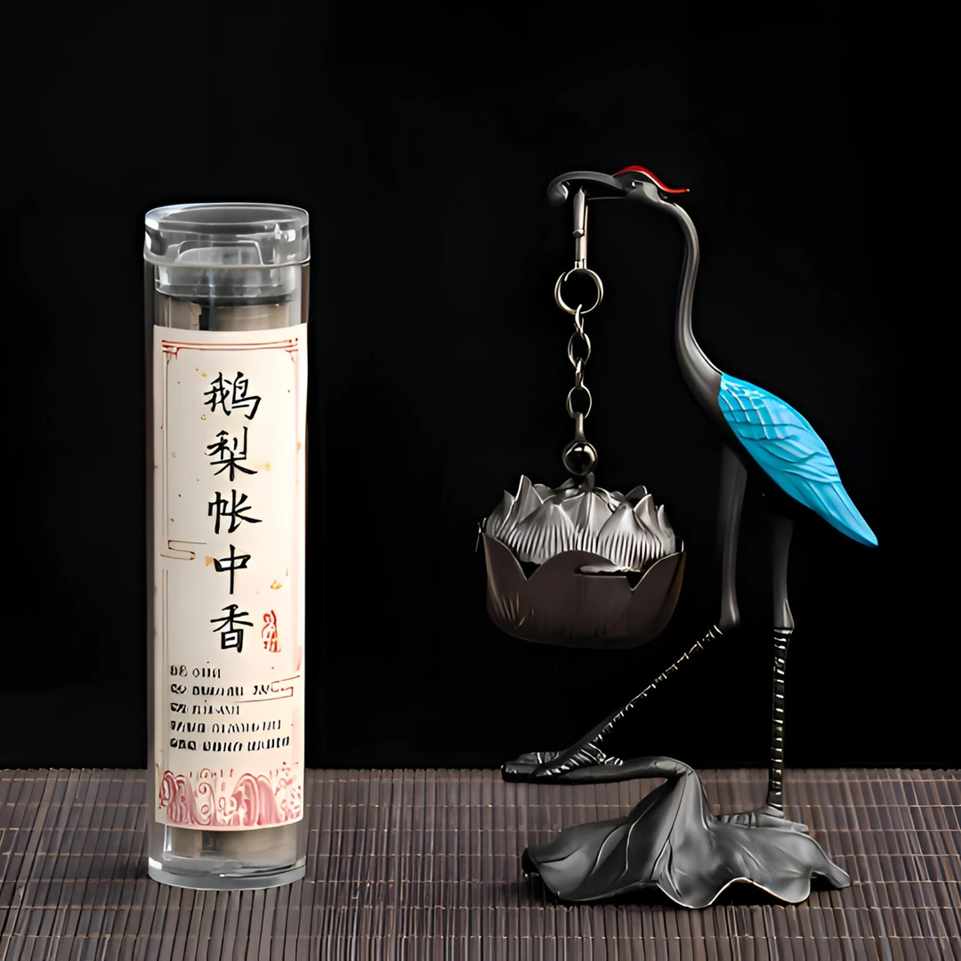 ZHTJ016-蓝仙鹤莲花吊炉+祥云小盘香（鹅梨帐中香）