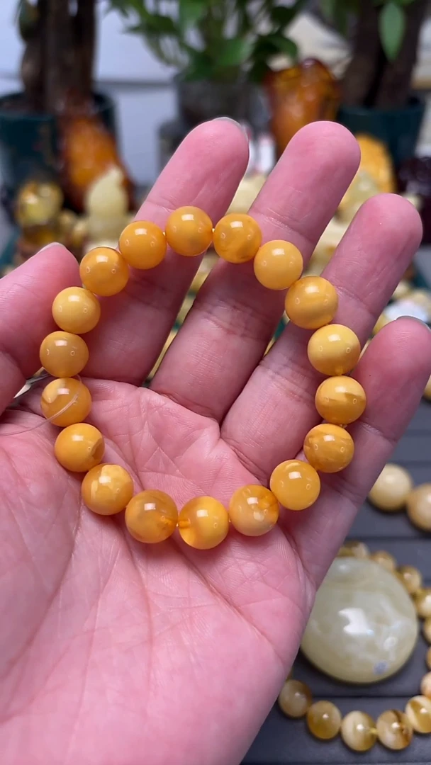 手串蜜蜡未镶嵌p57臻品白蜡氧化手串 11.56克 10mm