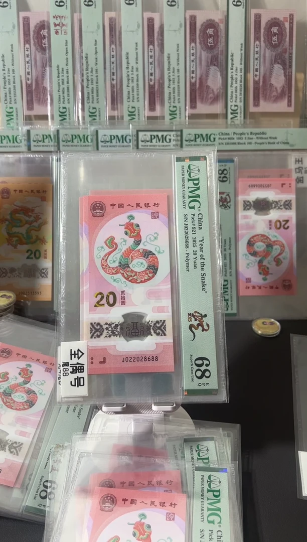 塑料蛇钞pmg68全偶尾88