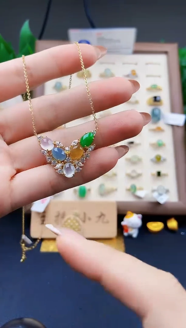 颈饰银S925镶嵌翡翠12