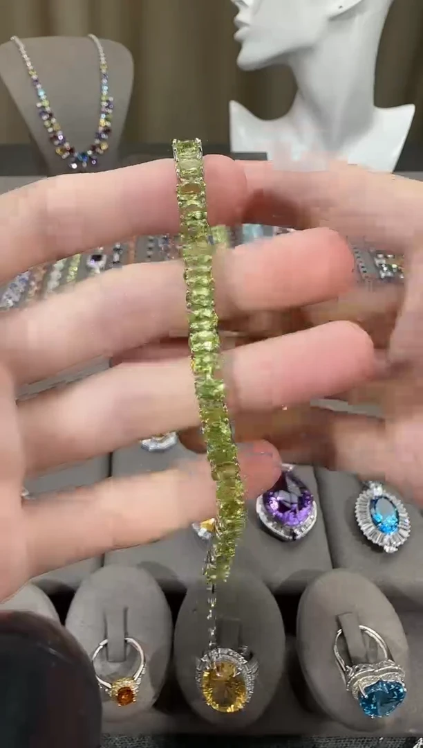 银S925镶嵌手链橄榄石6mm手链简约款