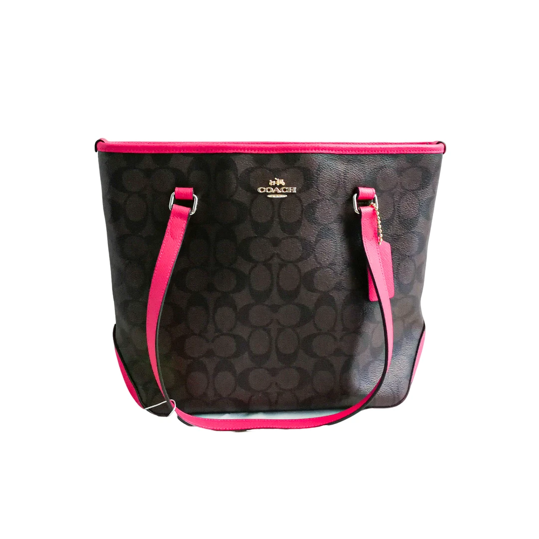 95新 COACH/蔻驰 coach 粉边托特包 030303