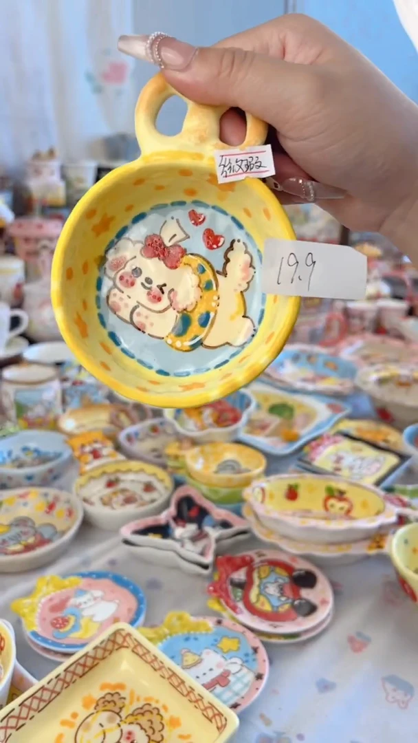 杯子陶景德镇高温手绘微瑕处理