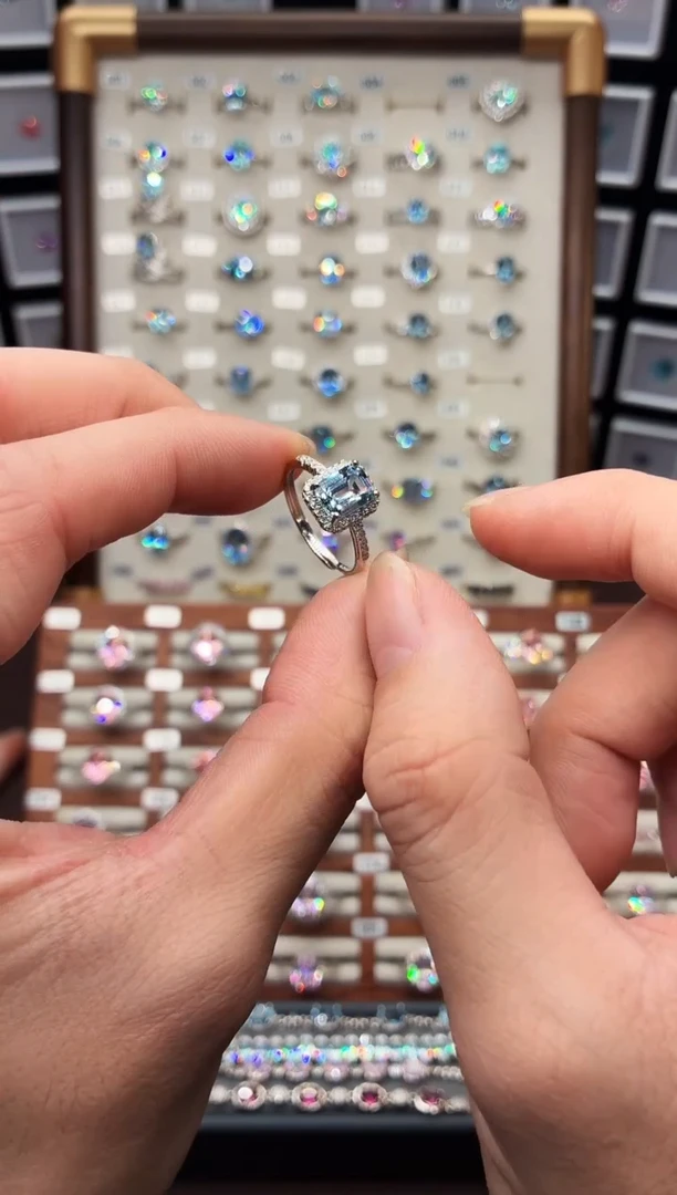 银S925镶嵌戒指海蓝宝石1888