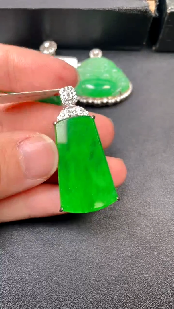 吊坠(不含链)银S925镶嵌翡翠吊坠