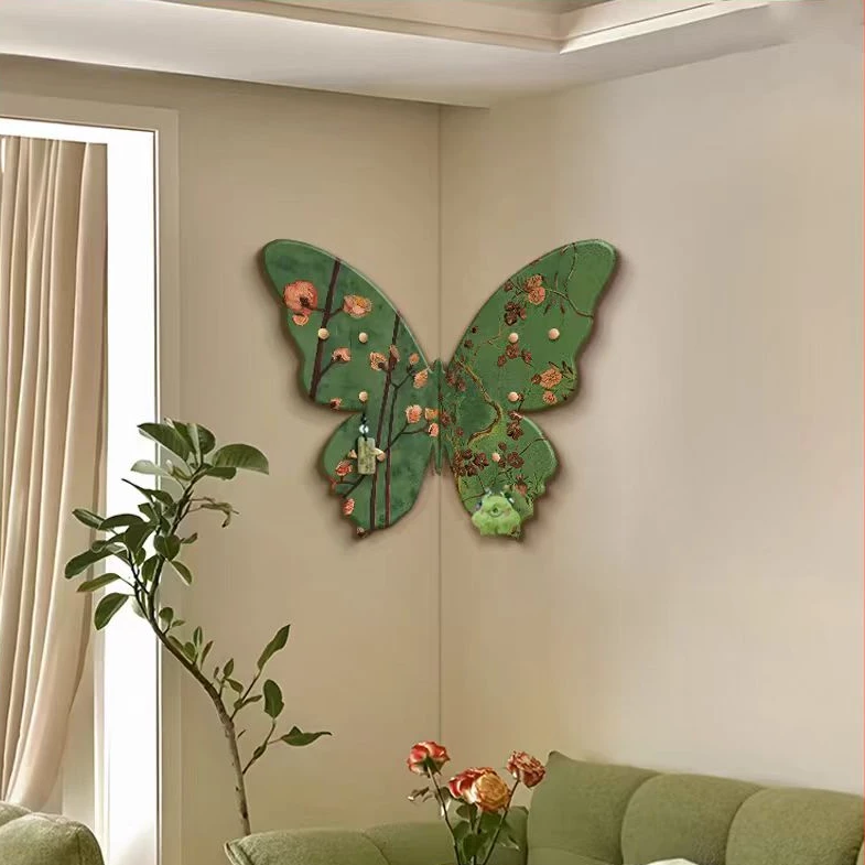 D195中古风蝴蝶客厅装饰画招财复古餐厅组合画高级感挂画捡漏