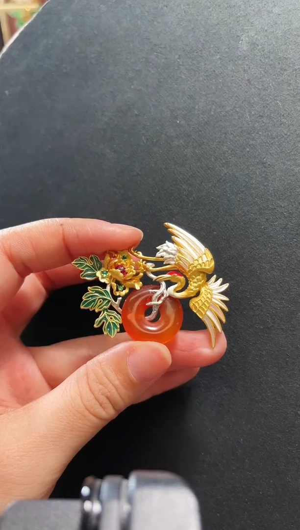【闪购商品】玛瑙/玉髓胸针银S925镶嵌胸针