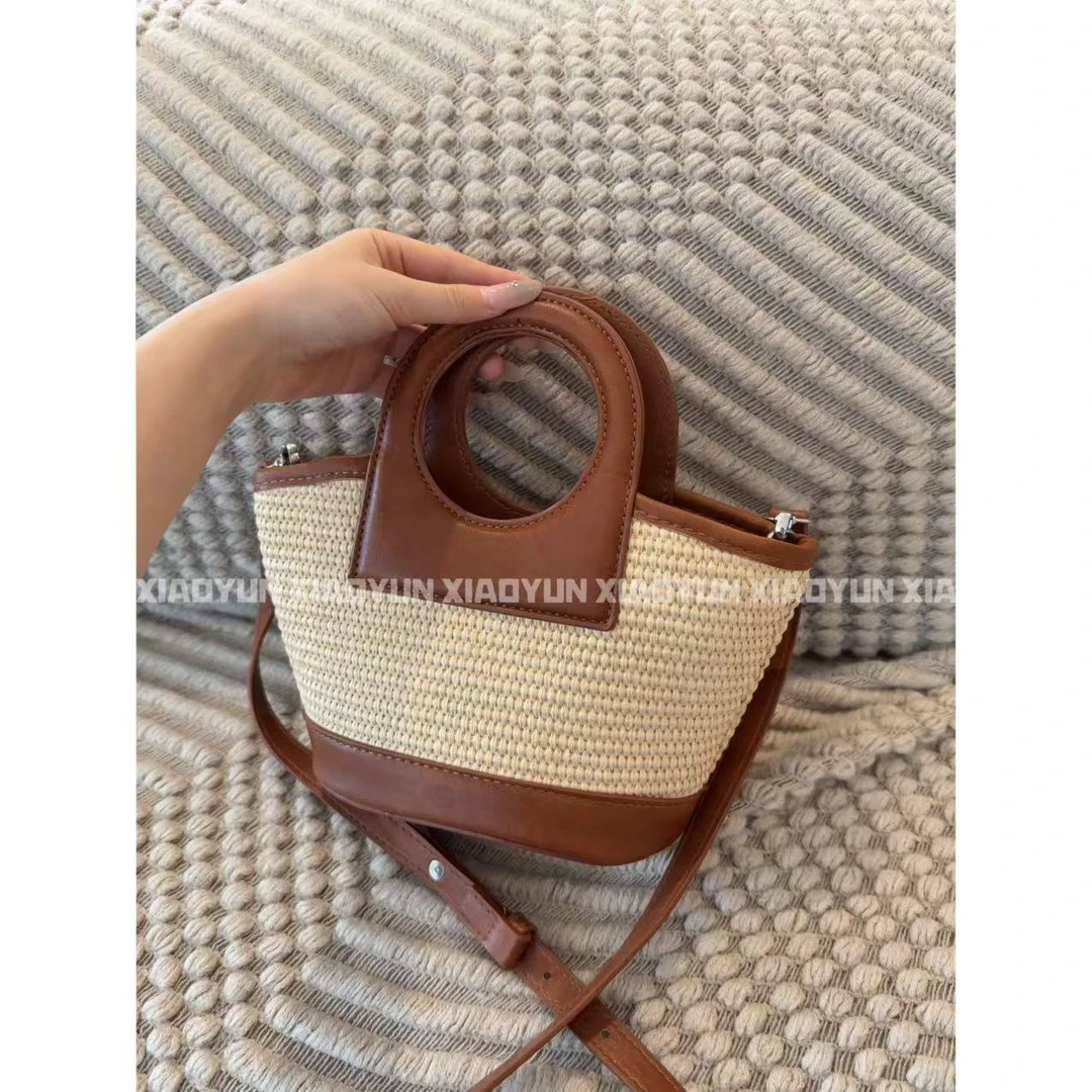 撞色拼接编织包 小允姐姐2025新款时尚气质高级包QFY5338