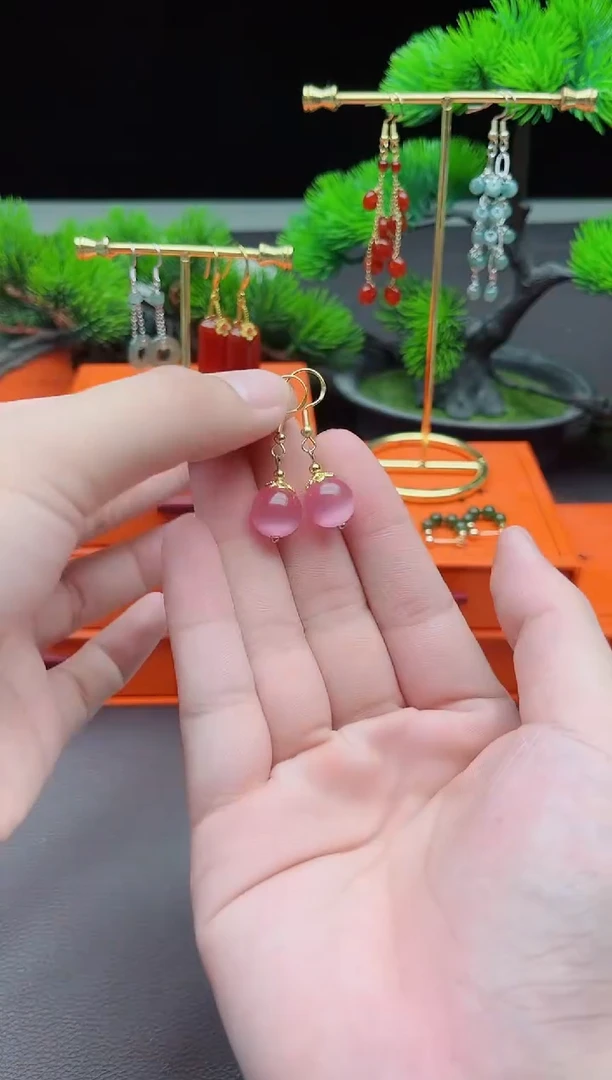 玛瑙/玉髓耳饰银S925镶嵌301