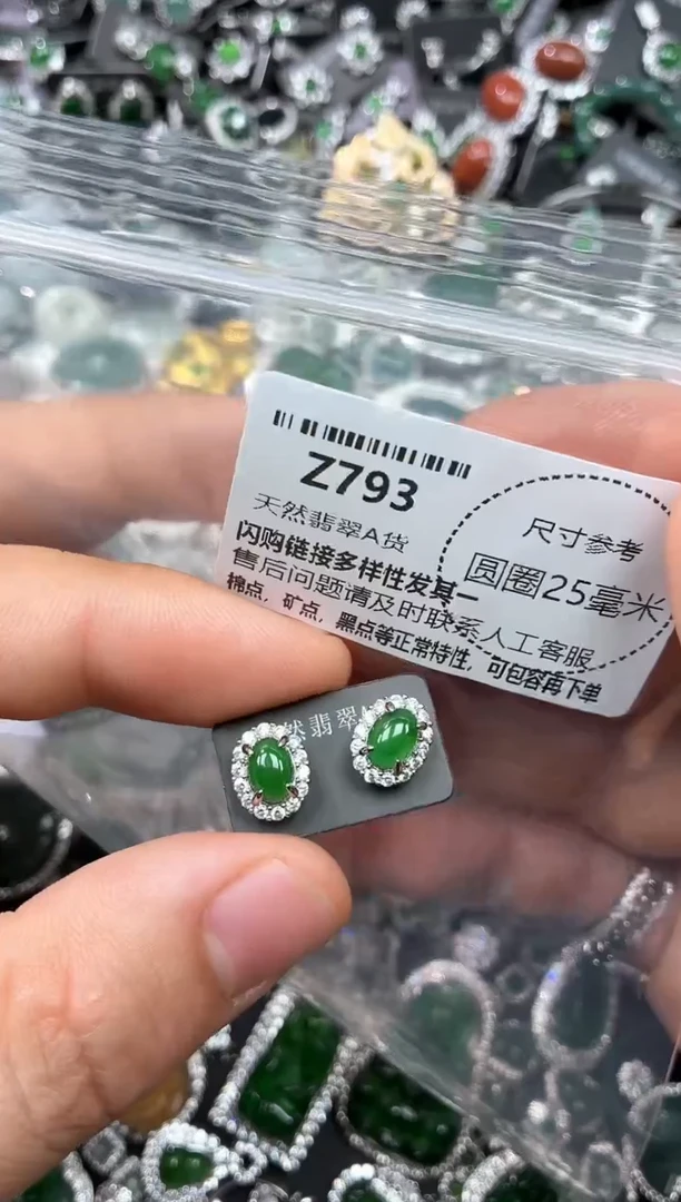 翡翠未镶嵌颈饰Z793耳钉