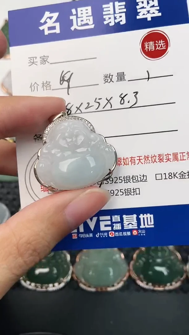 颈饰银S925镶嵌翡翠挂件